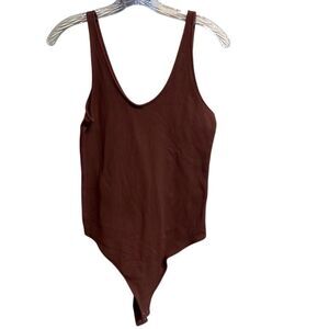 531. Abercrombie & fitch brown ribbed thong bodysuit size medium